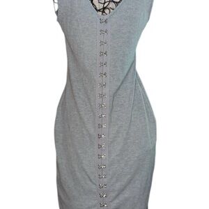 Gray Sleeveless Dress with decorative hookups